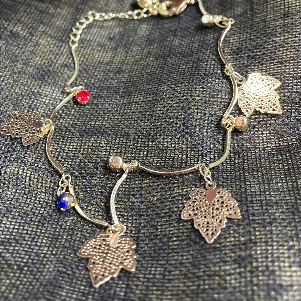 Gold plated Ankle bracelet - new ankle bracelet with gold plated leaf